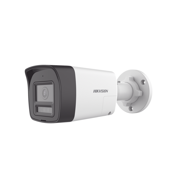 [Audio Bidireccional + Dual Light + ColorVu] Bala TURBOHD 3K  (5 Megapixel) / Lente 2.8 mm Angulo de vision 112° / 30 mts IR EXIR + 20 mts Luz Blanca / Micrófono y Bocina Integrado / Exterior IP67 / Metal / dWDR