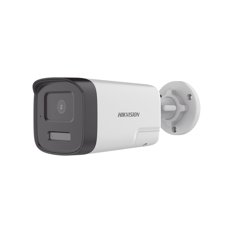 DS-2CE17D0T-LTS [Audio Bidireccional + Dual Light + ColorVu] Bala TURBOHD 2 Megapixel (1080p) / Lente 3.6 mm / 40 mts IR EXIR + 40 mts Luz Blanca / Micrófono y Bocina Integrado / Exterior IP67 / dWDR