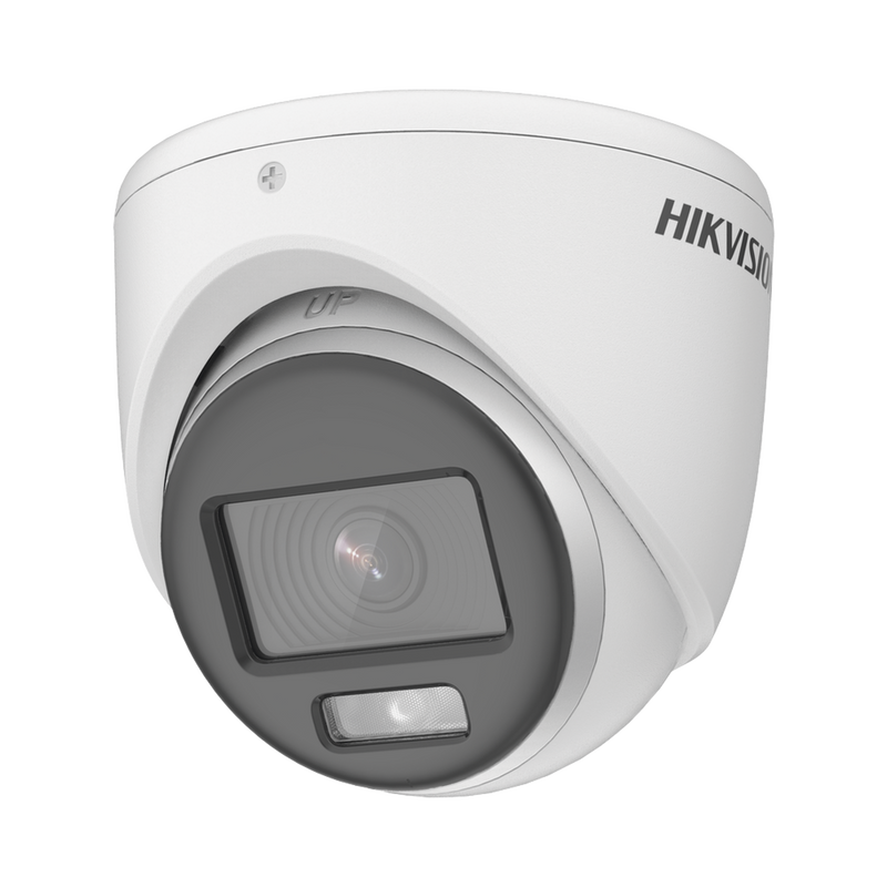 DS-2CE70DF0T-LMFS [Dual Light + ColorVu] Turret TURBOHD 2 Megapixel (1080p) / Lente 2.8 mm / 20 mts IR + 20 mts Luz Blanca / Gran Angular 105° / Exterior IP67 / Micrófono Integrado / dWDR / 4 Tecnologías / Metal