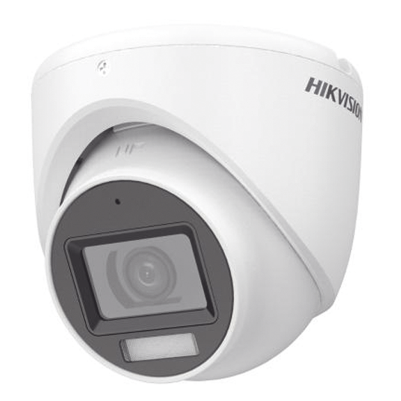 DS-2CE76D0T-LMFS [Dual Light + ColorVu] Turret TURBOHD 2 Megapixel (1080p) / Lente 2.8 mm / 30 mts IR + 20 mts Luz Blanca / Gran Angular 101° / Exterior IP67 / Micrófono Integrado /  4 Tecnologías /  Metal