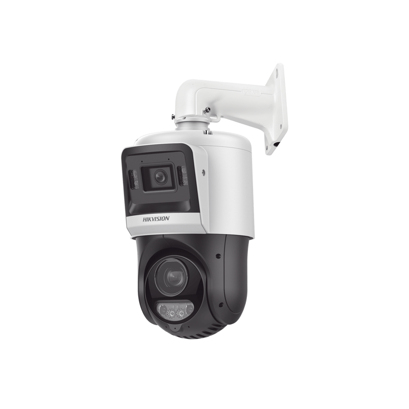 [TandemVu] Domo PTZ IP 4 Megapixel + Cámara Fija 4 Megapixel / 15X Zoom / 100 mts IR + 30 mts Luz Blanca / IP67 / ACUSENSE / PoE+ / 2 Micrófonos Integrados y Bocina / Alerta Audible y Luz Estroboscopica / Alarmas I/O / DARKFIGHTER / Micro SD