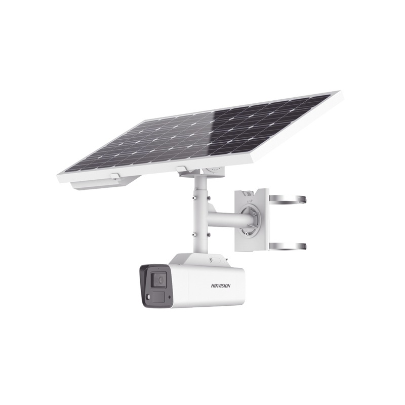 DS-2XS2T47G1-LDH/4G/C18S40 Kit Solar IP All in One / Cámara Bala ColorVu 4 Megapixel / Lente 4 mm / Panel Solar / Batería de Respaldo de Litio 23.2Ah (Hasta 24 Días) / Conexión 4G / Accesorios de Instalación