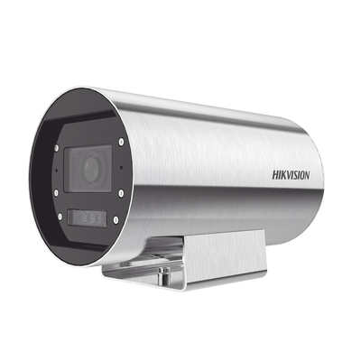 Bala IP 4 Megapixel / Lente Mot. 2.8 a 12 mm / Acero Inoxidable (304) / Altas Temperaturas (150°C) / Refrigeración por Agua / IP68 / Dual Light (30 mts IR + 20 mts Luz Blanca) / WDR 120 dB / ONVIF / PoE+ / Alarmas I/O / ACUSENSE