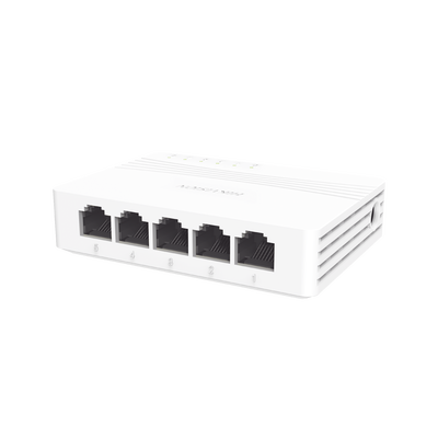 Switch Gigabit No Administrable de Escritorio con 5 puertos 10 / 100 / 1000 Mbps / Diseño Compacto y Estetico - Toer