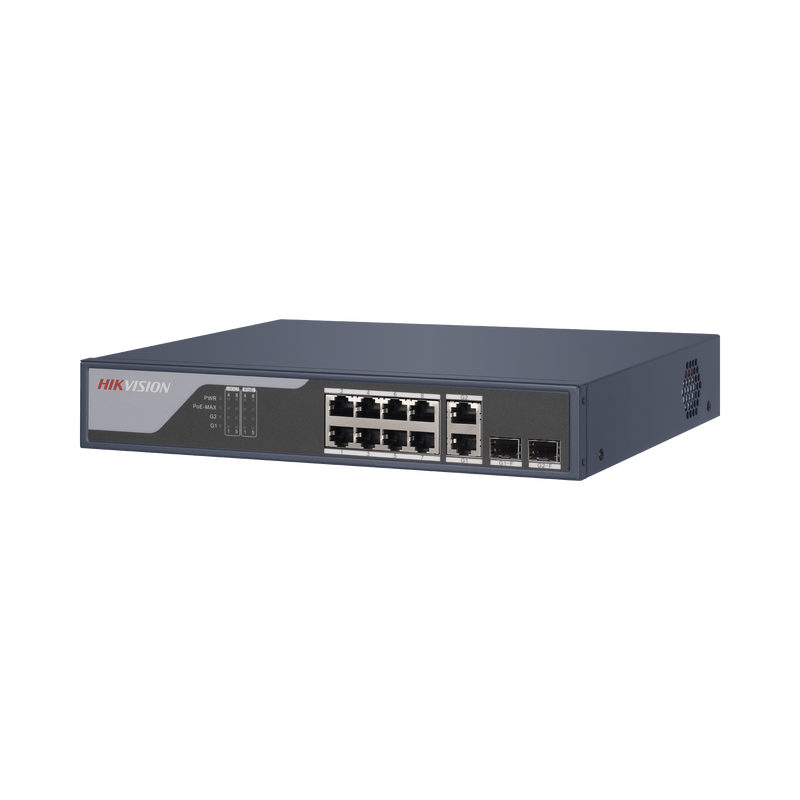 DS-3E1310P-SI Switch PoE+ / Administrable / Uso en Rack / 8 Puertos 10/100 PoE+ /  2 Puertos 1000 Mbps Uplink  / 2 Puertos SFP / Configuración Nube desde Hik-PartnerPro / Modo Extendido hasta 300 Metros / 125 W