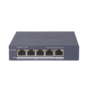 Switch Gigabit PoE+ / Administrable / 4 Puertos 1000 Mbps PoE+ / 1 Puerto 1000 Mbps Uplink / Configuración Nube Hik-PartnerPro / Modo Extendido hasta 300 Metros / 60 Watts - Toer