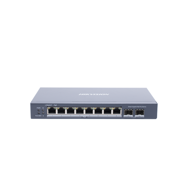 DS-3E1510P-SI Switch Gigabit PoE+ / Administrable / 8 Puertos Gigabit PoE+ / 2 Puertos SFP / Configuración Nube Hik-Partner Pro / Modo Extendido hasta 300 Metros / 110 W