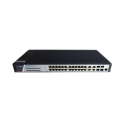 Switch Gigabit PoE+ / Administrable / 24 Puertos 1000 Mbps PoE+ / 4 Puertos 1000 Mbps + 4 Puertos SFP de Uplink / 370 Watts / Soporta IGMP - Toer