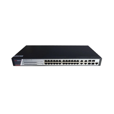 Switch Gigabit PoE+ / Administrable / 24 Puertos 1000 Mbps PoE+ / 4 Puertos 1000 Mbps + 4 Puertos SFP de Uplink / 370 Watts / Soporta IGMP - Toer