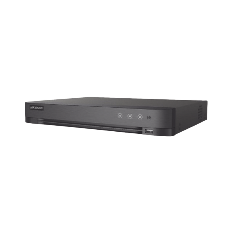 DS-7204HGHI-M1(T) [Audio Bidireccional] DVR 4 Canales TurboHD + 1 Canal IP / 2 Megapixel (1080p) Lite / Acusense Lite (Evita Falsas Alarmas) / Audio por Coaxitron / 1 Bahia de Disco Duro / H.265+ / Salida de Vídeo Full HD