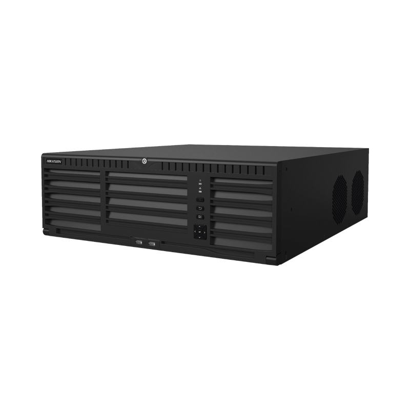 DS-96128NI-M16/R [Doble Poder de Decodificación] NVR 32 Megapixel (8K) / 128 Canales IP / AcuSense / ANPR / Conteo de Personas / 16 Bahías de Disco Duro / 2 Tarjetas de Red / Soporta RAID con Hot Swap / 2 HDMI en 8K / POS / Alarmas I/O  / Smart Search