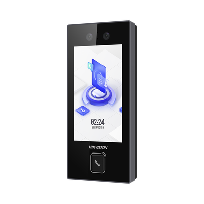 Terminal Facial Min Moe con BOTON DE LLAMADA FÍSICO / 3000 Rostros / Pantalla 4.5" / Administrable en la Nube con Hik-Connect Teams / Exterior IP65 / PoE / WiFi / HIK-IA / SIP Estandar - Toer