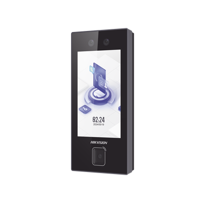 Terminal Facial Min Moe con LECTOR DE QRs FISICO Ultra Rápido  y Tarjetas MIFARE / 3000 Rostros / Pantalla 4.5" / Administrable en la Nube con HikConnect Teams  / Exterior IP65  / PoE / WiFi / HIK-IA / SIP Estandar - Toer