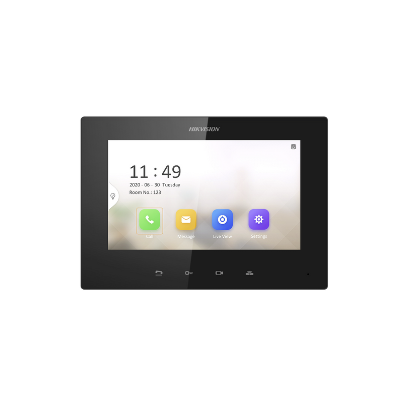 DS-KH6320-LE1(B) Monitor IP Lite TOUCH 7 para Videoportero IP / Vídeo en Vivo / PoE Estándar / Apertura Remota / Llamada Entre Monitores / Audio de dos vías