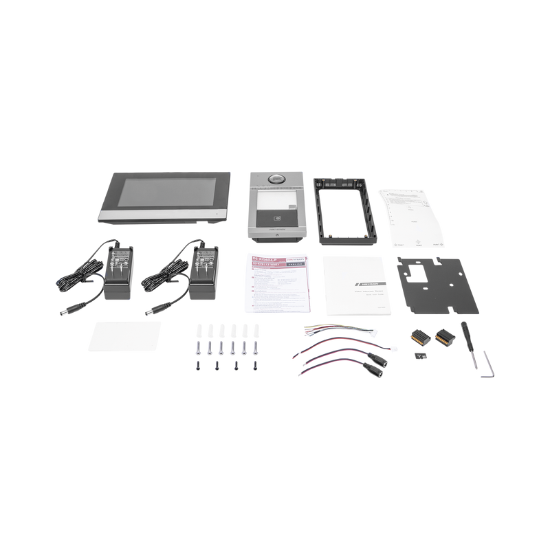 DS-KIS604-P(C) Kit de Videoportero IP PoE Estandar con llamada a App de Smartphone (Hik-Connect) / Apertura con Tarjeta MIFARE / Frente de calle IK08 & IP65 / Soporta 2 puertas