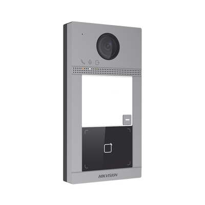 Videoportero IP 2 Megapixel / Llamada y Apertura Remota desde App Hik-Connect / PoE / Exterior IP65 + Antivandalico IK08 / 1 Departamento / Apertura con Tarjeta / Soporta 2 Puertas y hasta 6 Monitores - Toer
