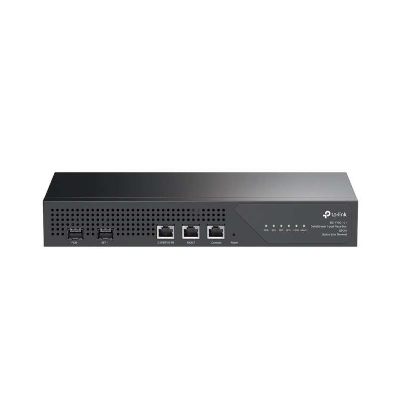 DS-P7001-01 Delta Stream - OLT de 1 puerto GPON / Conexión de hasta 128 ONUs / 1 Puerto 2.5 Gigabit RJ45 Uplink PoE/  1 Puertos SFP+ Uplink / Fuentes Redundantes AC- PoE at / Administración desde la nube (DPMS)