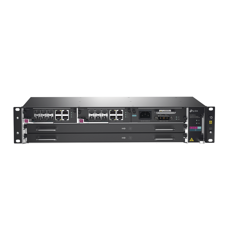 DS-P8000-X2 DeltaStream - OLT Módular GPON / Conexión de hasta 4,096 ONUs / 2 Tarjetas Main / Puertos Gigabit RJ45 Uplink / 4 Puertos SFP+ Uplink / Fuente Redundante AC- DC (incluida) / Administración desde la nube (DPMS)