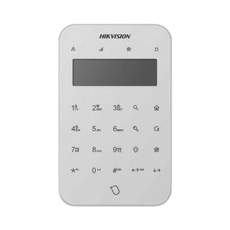 DS-PK1-LT-WB (AX PRO) Teclado Inalámbrico con Pantalla LCD para Armado y Desarmado / Funciones de Automatización para control de Relevadores