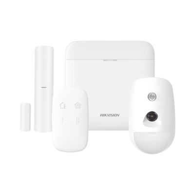 (AX PRO) KIT de Alarma AX PRO / Incluye: 1 Hub con bateria de respaldo / 1 Sensor PIR con Cámara / 1 Contacto Magnético / 1 Control Remoto / WiFi / Compatible con Hik-Connect P2P - Toer