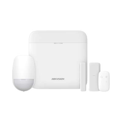 (AX PRO) KIT de Alarma AX PRO / Incluye: 1 Hub con bateria de respaldo / 1 Sensor PIR / 1 Contacto Magnético slim / 1 Control Remoto / WiFi / Compatible con Hik-Connect P2P - Toer