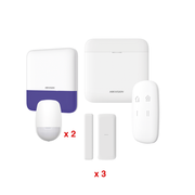 (AX PRO) KIT de Alarma AX PRO / Incluye: 1 Hub con batería de respaldo / 2 Sensores PIR / 3 Contactos Magnéticos mini / 1 Control Remoto / 1 Sirena Inalambrica Exterior  / WiFi / Compatible con Hik-Connect P2P - Toer