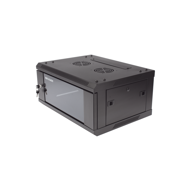 DS-XS6404-S/B Gabinete para Montaje en Pared - Piso / Puerta de Cristal Templado / Cuerpo Fijo / 4 Unidades de Rack / 19 / Fabricado en Acero