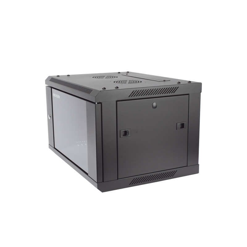 DS-XS6406-S/B Gabinete para Montaje en Pared - Piso / Puerta de Cristal Templado / Cuerpo Fijo / 6 Unidades de Rack / 19 / Fabricado en Acero