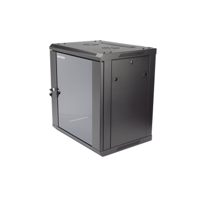 Gabinete para Montaje en Pared - Piso / Puerta de Cristal Templado / Cuerpo Fijo / 12 Unidades de Rack / 19" / Fabricado en Acero - Toer