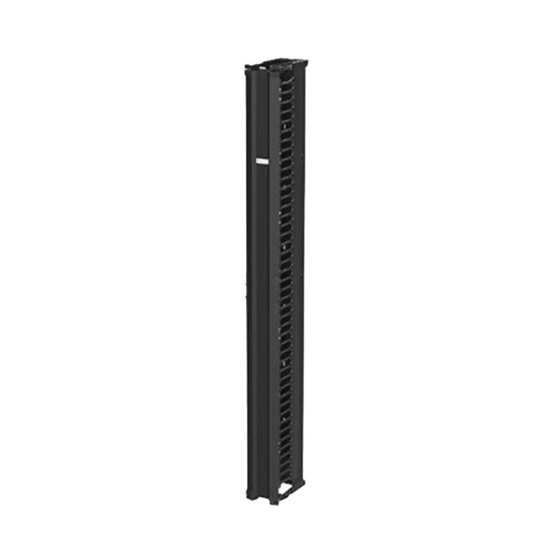 Organizador Vertical CableTek, Sencillo (Solo Frontal), Para Rack Abierto de 45 Unidades, 6 in de Ancho, Color Negro