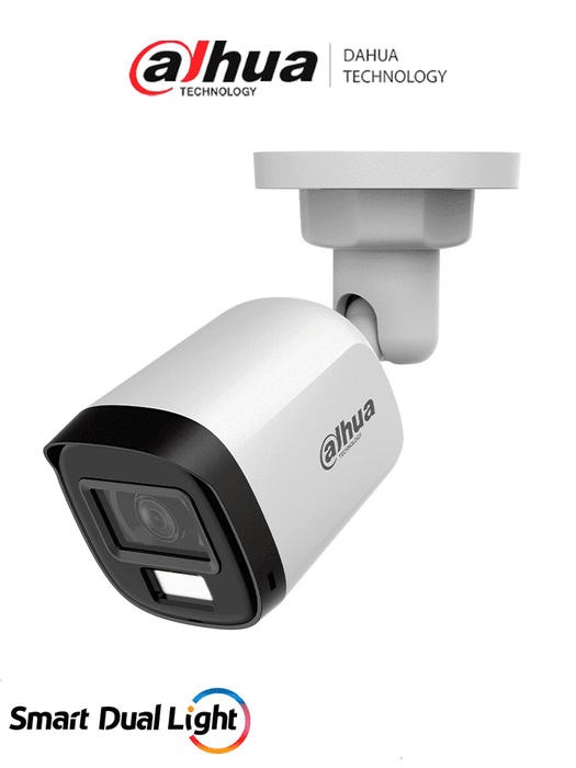 DAHUA DH-HAC-B1A51N-U-IL-A -Cámara Bullet de 5 MP Serie Cooper/ Lente 2.8 mm Apertura Hasta 106°/ Iluminación Dual Inteligente/ Iluminación Hasta 30Mts con IR +20Mts Luz Calida/ Micrófono Incorporado/ Plástico/ Para ExteriorIP67