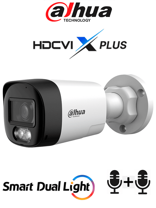 DAHUA DH-HAC-HFW1801RLN-IL-T - Cámara Bullet 4K/ HDCVI X PLUS/ Audio Bidireccional/ 106 Grados de Apertura/ Iluminación Dual Inteligente IR y Luz Calida de Hasta 30Mts/ WDR Real de 120 dB/ Soporta CVI & TVI & AHD & CVBS/ Policarbonato