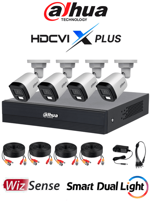 DAHUA DH-KIT/XVR1B04-I/T/4-B1A21N-U-IL-A-0280B -Kit de 4 Canales de 2 Megapíxeles DVR Cooper-I WizSense con IA, compresión H.265+, 4 cámaras B1A21 1080p,  4 canales + 1 IP o hasta 5 IP, SMD Plus, búsqueda de humanos y vehículos, incluye accesorios