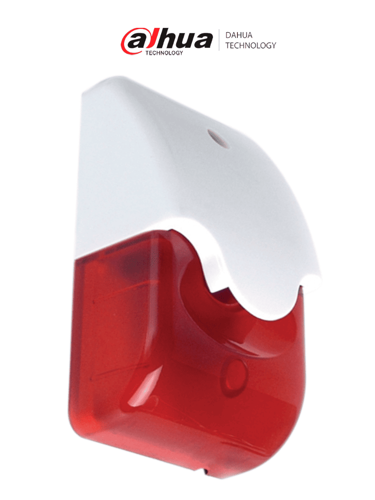 DAHUA DHI-ARA11 - Sirena interior con Estrobo Rojo /Alarmas sonoras activadas por alta presión sonora/ Luz de alarma giratoria interior/ Fabricado con plásticos respetuosos con el medio ambiente.