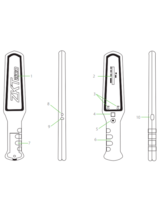 ZKTECO D180 - Detector de metales portátil con alta sensibilidad, indicador visual y alarmas sonora y de vibración. Su batería recargable de 9VDC proporciona hasta 40 horas de uso continuo, ideal para aplicaciones de seguridad eficientes y prolongadas.