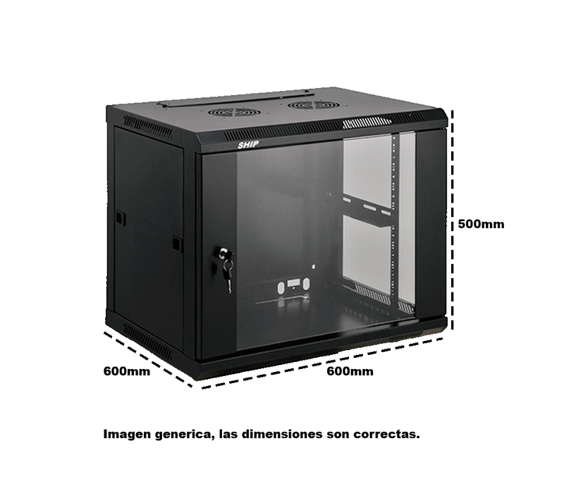 SAXXON SA660901 - Gabinete de pared de 9 UR, fijo, capacidad de carga de 60 Kg. Dimensiones: 60x60x50 cm.
