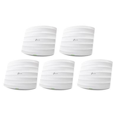 Kit de 5 Puntos de Accesso Omada doble banda 802.11ac, MU-MIMO, PoE af y PoE Pasivo, soporta hasta 100 clientes, hasta 1350 Mbps. - Toer