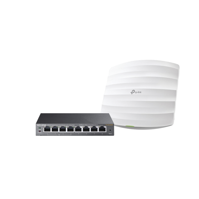 EAP-STARTER-KIT-245PE Kit de access point EAP245 y switch PoE TL-SG108PE, doble banda AC, hasta 1750 Mbps, 1 puerto Gigabit