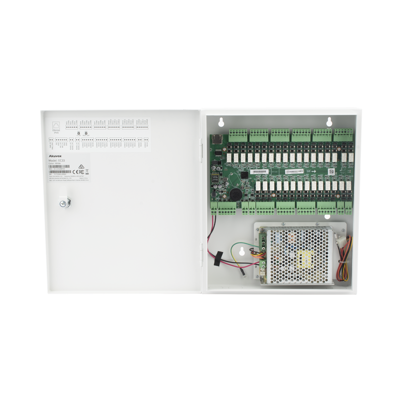 EC33 Controlador de Elevador IP Para 32 Pisos / Gestión 100% en la Nube / Interfaz Web / Pases Temporales desde App / Activación de Pisos desde App/ Wiegand / POE / 20,000 Tarjetas /100,000 Eventos / Compatible con Videoporteros Akuvox