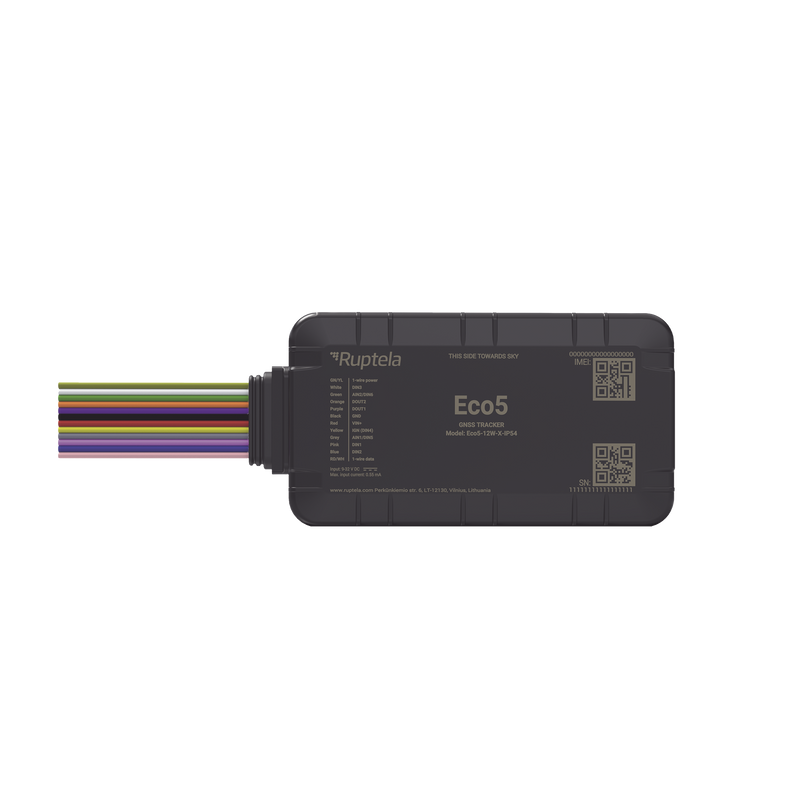 ECO5 Dispositivo de Rastreo Vehicular / Conectividad LTE Cat1 y LTE-M / BLE 5.0 / GNSS U-blox / Carcasa IP54 / Batería Interna de Respaldo / Detecta Interferencias