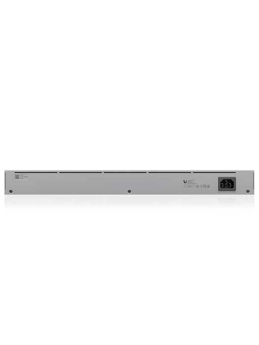 UBIQUITI USW-48-POE UniFi Switch de Capa 2 con 48 puertos (32 PoE 802.3af/at + 16 Gigabit) y 4 puertos 1G SFP, con una potencia de 195W y pantalla informativa.