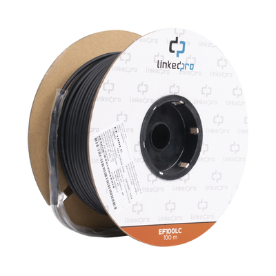 Carrete de Fibra Óptica Monomodo con Conectores LC-LC Duplex, Reforzada con Kevlar, de 100 metros, Para instalaciones subterráneas por tubería - Toer