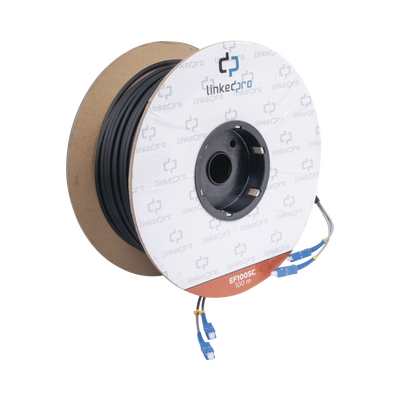 Carrete de Fibra Óptica Monomodo con Conectores SC-SC Duplex, Reforzada con Kevlar, de 100 metros - Toer