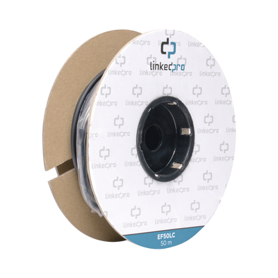 Carrete de Fibra Óptica Monomodo con Conectores LC-LC Duplex, Reforzada con Kevlar, de 50 metros, Para instalaciones subterráneas por tubería - Toer