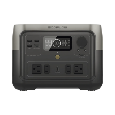 EcoFlow River 2 Max | Estación de Energía Portátil 512Wh Litio LFP / 4 AC 500 W (Max. 1000W) / 1 USB-C 100W / 3 USB -A 12W / Cargador de Coche 8A a 12 o 24V / Conectividad WiFi y Bluetooth (App) / Carga Solar 220W Max. - Toer