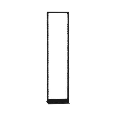 Rack de 2 Postes (Doble Perforación), Estándar 19", 45 Unidades, Fabricado en Acero, Base "L" para Anclar a Piso. - Toer