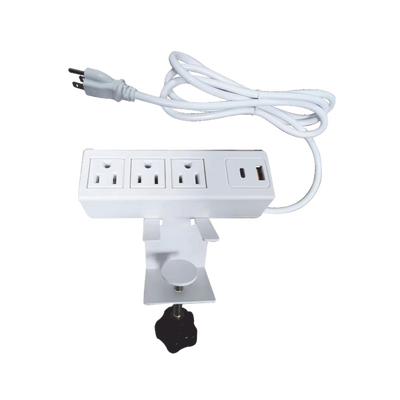 Tomacorriente para Escritorio / Cuenta con Bracket Ajustable a Diferentes Grosores / 3 Contactos 110VCA / 2 Contactos para Carga USB ( 1 contacto USB-A + 1 contacto USB-C ) - Toer