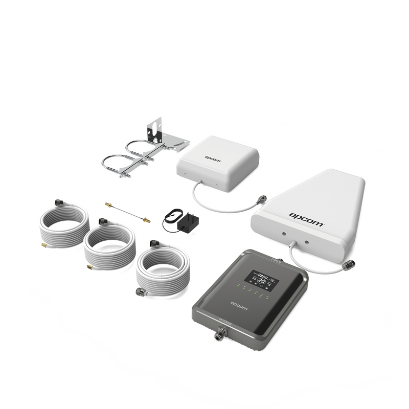 EP-5G-PBS Kit Amplificador de Señal Celular 5G / Mejora las llamadas convencionales y VoLTE / Soporta los datos de las tecnologías 2G, 3G, 4G y 5G de TELCEL, AT&T, MOVISTAR y OMV de Altán / Cubre hasta 600 m².
