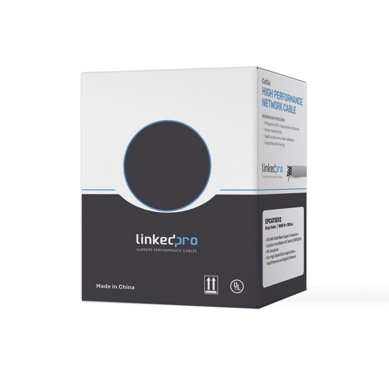 Bobina de cable de 305 m ( 1000 ft ) Cat5e, Aleación de Cobre y Aluminio ( CCA ), color Gris, Uso Interior.