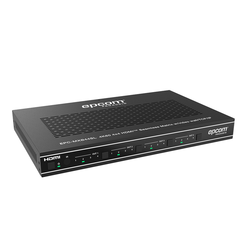 Matriz HDMI 4×4 | Video Wall | Seamless Switch | 10 Modos de Visualización |  4K@60Hz 4:4:4 | HDMI 2.0b y HDCP 2.2 | Control vía Web, IR, RS-232 y TCP/IP